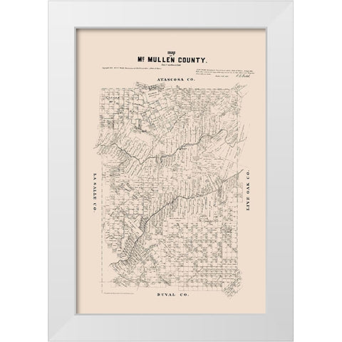 McMullen County Texas - Walsh 1879 White Modern Wood Framed Art Print by Walsh