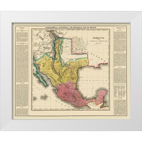 Mexico - Internal Provinces - Texas - Carey 1822 White Modern Wood Framed Art Print by Carey