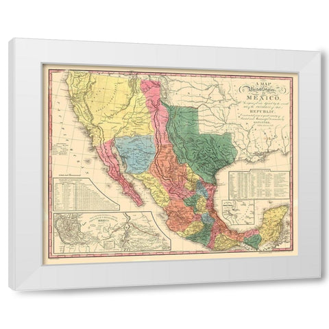 Texas - Mexico - Tanner 1847 White Modern Wood Framed Art Print by Tanner