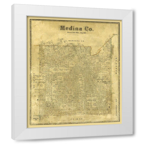 Medina County Texas - Blau 1880 White Modern Wood Framed Art Print by Blau