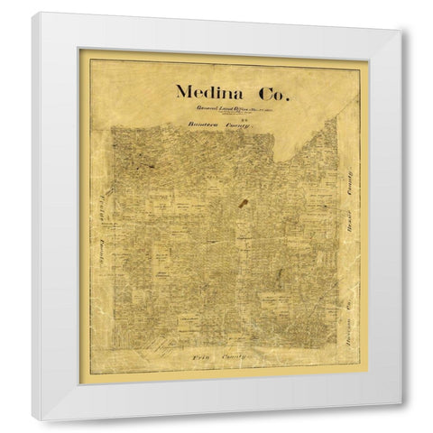 Medina County Texas - Rowe 1895 White Modern Wood Framed Art Print by Rowe