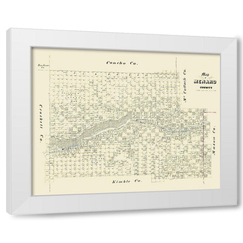 Menard County Texas -1871 White Modern Wood Framed Art Print by Unknown