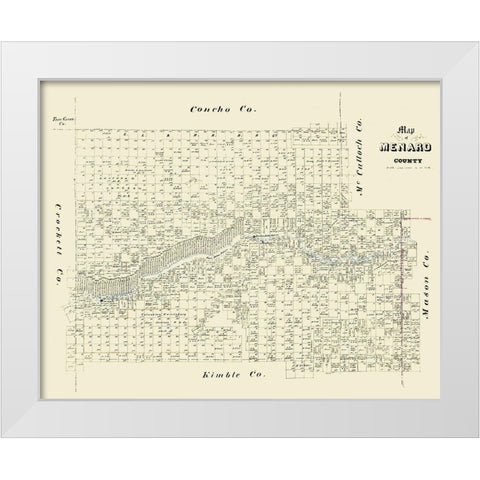 Menard County Texas -1871 White Modern Wood Framed Art Print by Unknown
