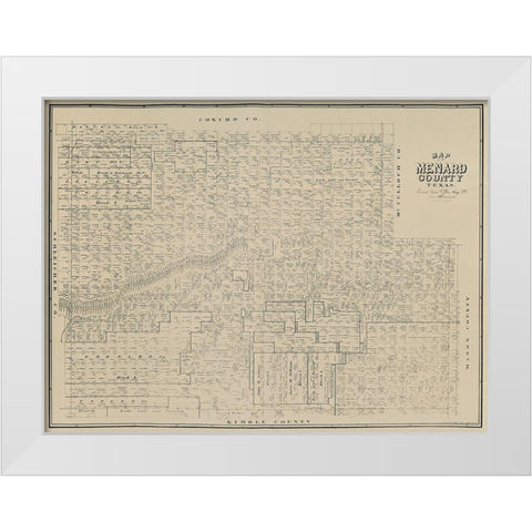 Menard County Texas - Clark 1894 White Modern Wood Framed Art Print by Clark