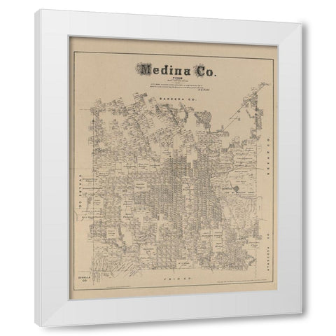 Medina County Texas - Walsh 1879 White Modern Wood Framed Art Print by Walsh