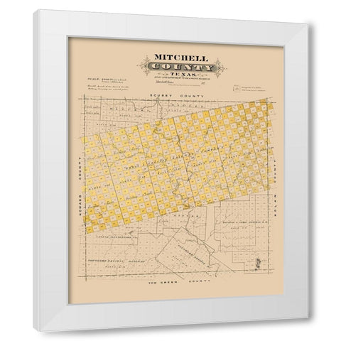 Mitchell County Texas - Gast 1870 White Modern Wood Framed Art Print by Gast