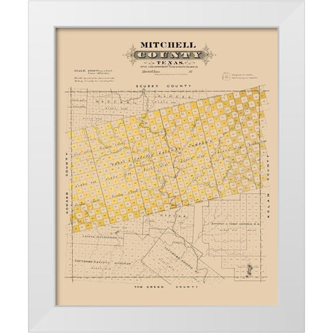 Mitchell County Texas - Gast 1870 White Modern Wood Framed Art Print by Gast