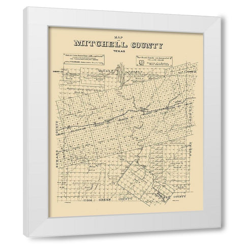 Mitchell County Texas - Abrams 1890 White Modern Wood Framed Art Print by Abrams