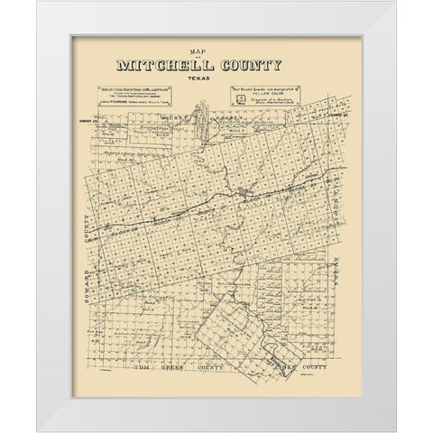 Mitchell County Texas - Abrams 1890 White Modern Wood Framed Art Print by Abrams