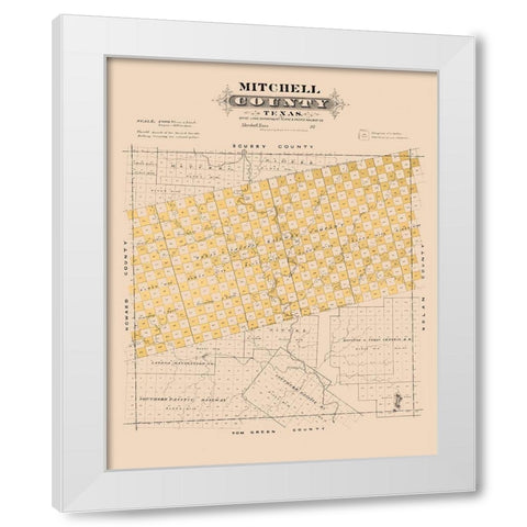 Mitchell County Texas - Gast 1870 White Modern Wood Framed Art Print by Gast