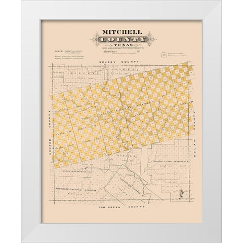 Mitchell County Texas - Gast 1870 White Modern Wood Framed Art Print by Gast