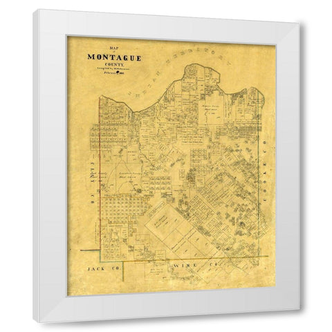 Montague County Texas - Stakeman 1868 White Modern Wood Framed Art Print by Stakemann