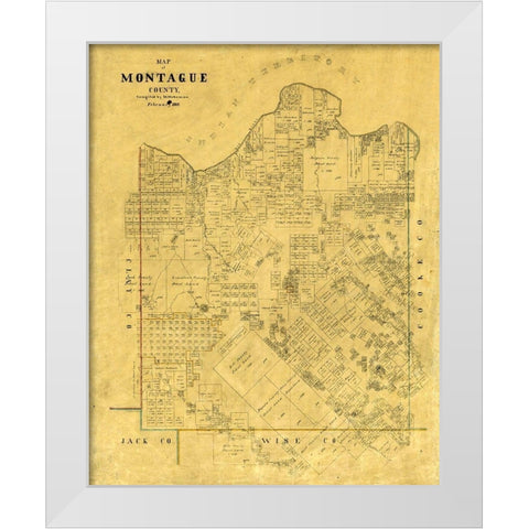 Montague County Texas - Stakeman 1868 White Modern Wood Framed Art Print by Stakemann