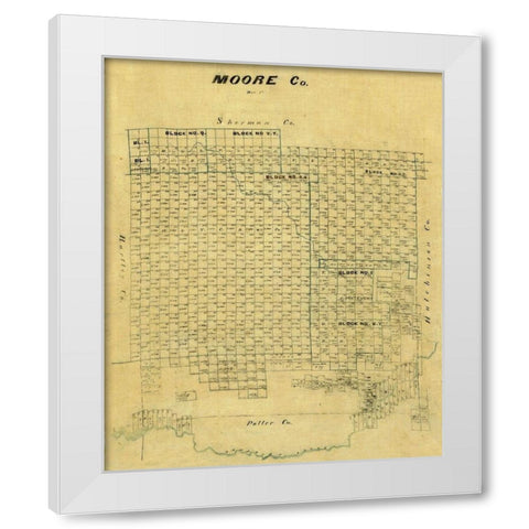 Moore County Texas -1878 White Modern Wood Framed Art Print by Unknown