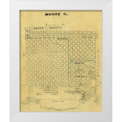 Moore County Texas -1878 White Modern Wood Framed Art Print by Unknown