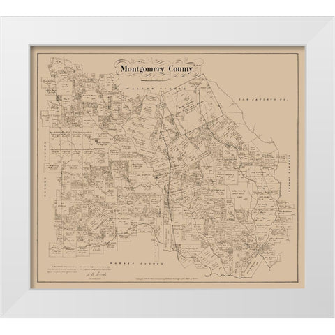 Montgomery County Texas - Walsh 1880 White Modern Wood Framed Art Print by Walsh