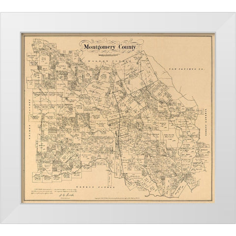 Montgomery County Texas - Walsh 1880 White Modern Wood Framed Art Print by Walsh