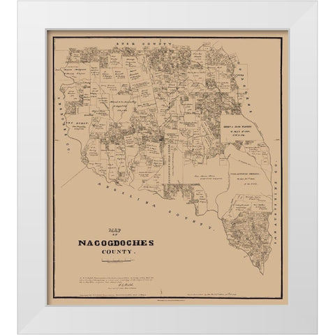 Nacogdoches County Texas - Walsh 1881 White Modern Wood Framed Art Print by Walsh
