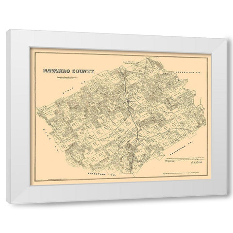 Navarro County Texas - Walsh 1880 White Modern Wood Framed Art Print by Walsh