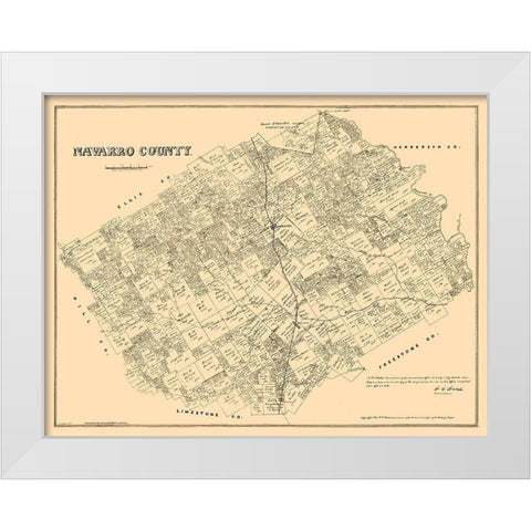 Navarro County Texas - Walsh 1880 White Modern Wood Framed Art Print by Walsh
