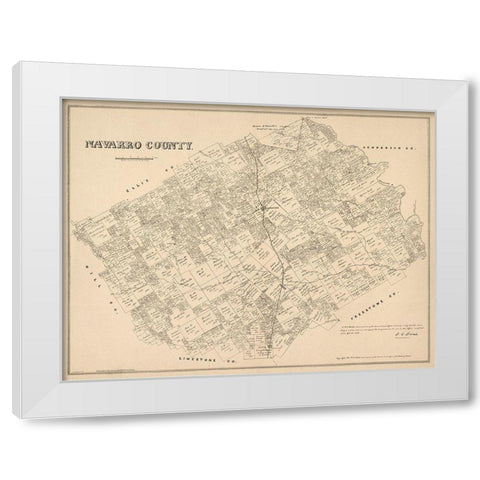 Navarro County Texas - Walsh 1880 White Modern Wood Framed Art Print by Walsh
