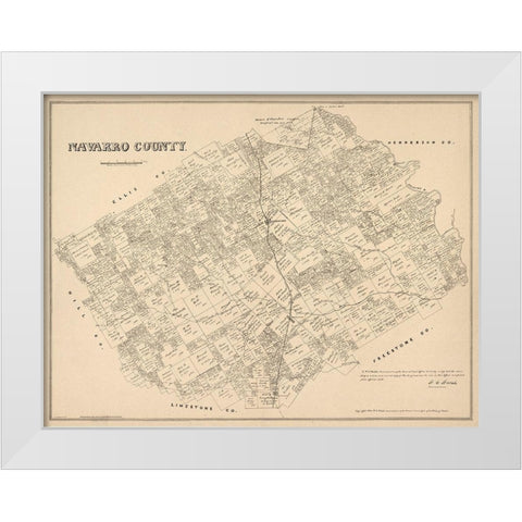 Navarro County Texas - Walsh 1880 White Modern Wood Framed Art Print by Walsh