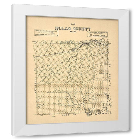 Nolan County Texas -1890 White Modern Wood Framed Art Print by Unknown