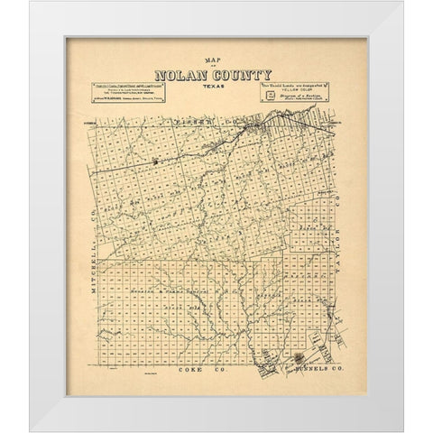 Nolan County Texas -1890 White Modern Wood Framed Art Print by Unknown