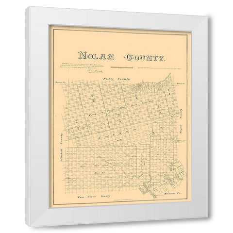 Nolan County Texas - Walsh 1880 White Modern Wood Framed Art Print by Walsh
