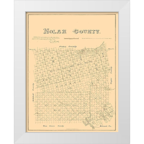 Nolan County Texas - Walsh 1880 White Modern Wood Framed Art Print by Walsh