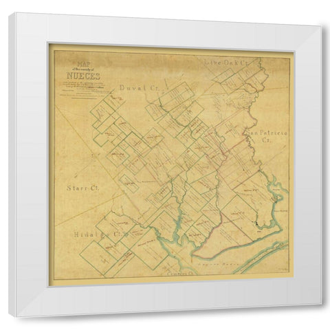 Nueces County Texas - Blucher 1859 White Modern Wood Framed Art Print by Blucher