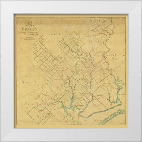 Nueces County Texas - Blucher 1859 White Modern Wood Framed Art Print by Blucher