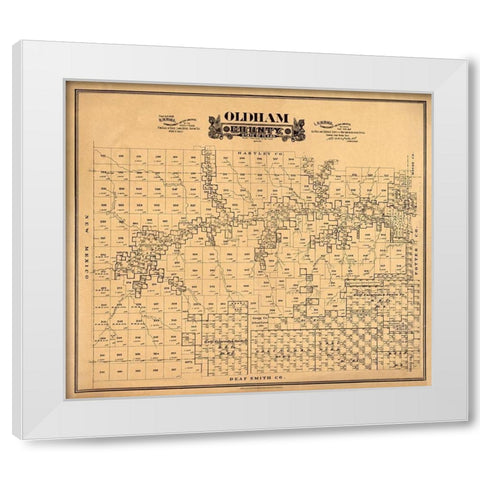 Oldham County Texas - Hall 1888 White Modern Wood Framed Art Print by Hall