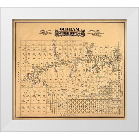 Oldham County Texas - Hall 1888 White Modern Wood Framed Art Print by Hall