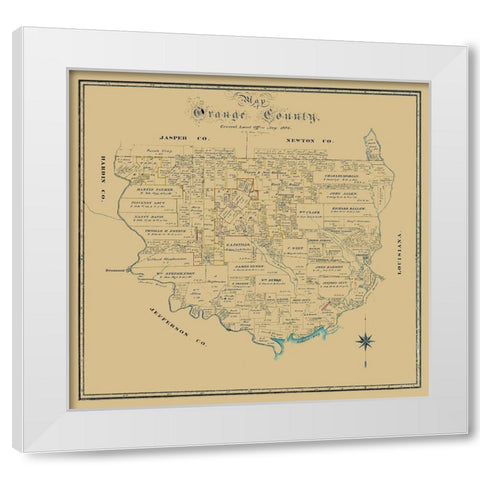Orange County Texas - Biau 1886 White Modern Wood Framed Art Print by Biau