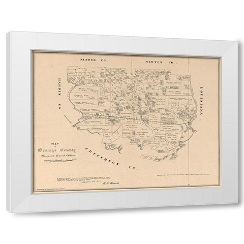 Orange County Texas - Walsh 1880 White Modern Wood Framed Art Print by Walsh