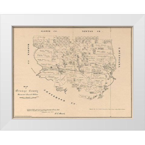 Orange County Texas - Walsh 1880 White Modern Wood Framed Art Print by Walsh