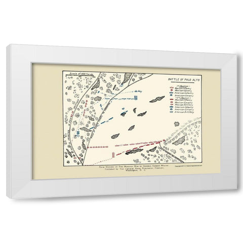 Palo Alto Battle Map 1892 White Modern Wood Framed Art Print by Church News Publishing