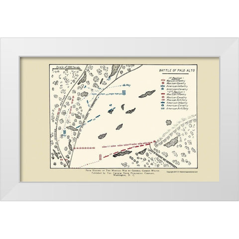 Palo Alto Battle Map 1892 White Modern Wood Framed Art Print by Church News Publishing