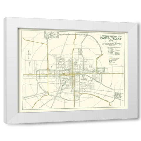 Ft. Worth Texas Plan - Dunn 1914 White Modern Wood Framed Art Print by Dunn