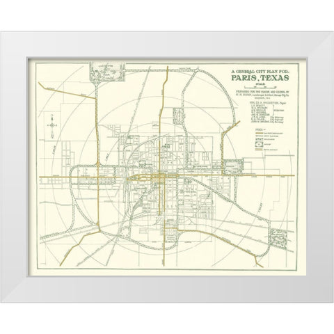 Ft. Worth Texas Plan - Dunn 1914 White Modern Wood Framed Art Print by Dunn