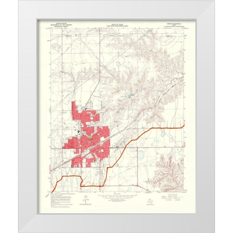 Pampa Texas Quad - USGS 1968 White Modern Wood Framed Art Print by USGS