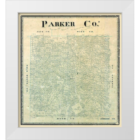 Parker County Texas -1889 White Modern Wood Framed Art Print by Unknown