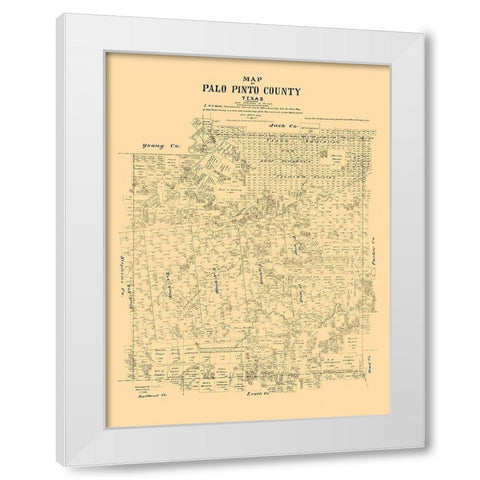 Palo Pinto County Texas - Walsh 1879 White Modern Wood Framed Art Print by Walsh