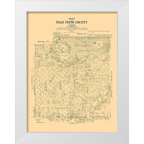 Palo Pinto County Texas - Walsh 1879 White Modern Wood Framed Art Print by Walsh