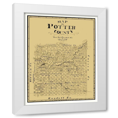 Potter County Texas - Cram 1895 White Modern Wood Framed Art Print by Cram