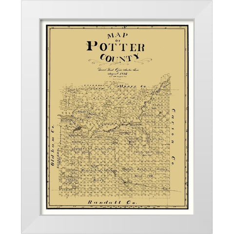 Potter County Texas - Cram 1895 White Modern Wood Framed Art Print by Cram
