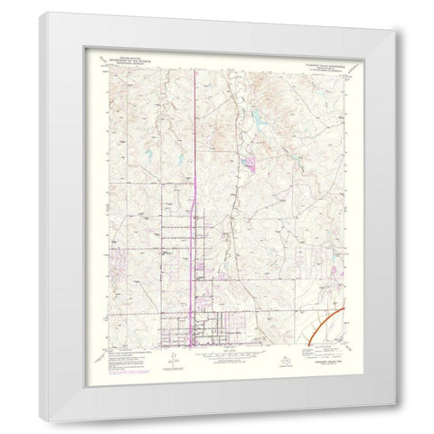 Pleasant Valley Texas Quad - USGS 1975 White Modern Wood Framed Art Print by USGS