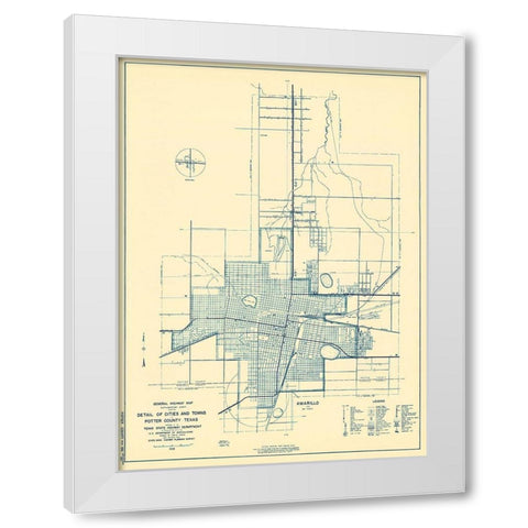 Potter Texas Highway - Highway Dept 1936 White Modern Wood Framed Art Print by Highway Dept