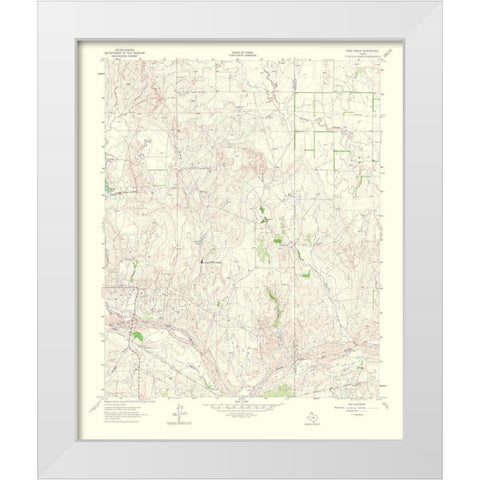 Pond Creek Texas Quad - USGS 1965 White Modern Wood Framed Art Print by USGS